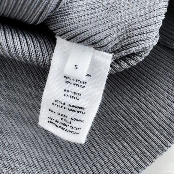 HELMUT LANG Ring Cutout Mockneck Pullover Top Gray Ling Sleeve Sweater - Picture 9 of 15